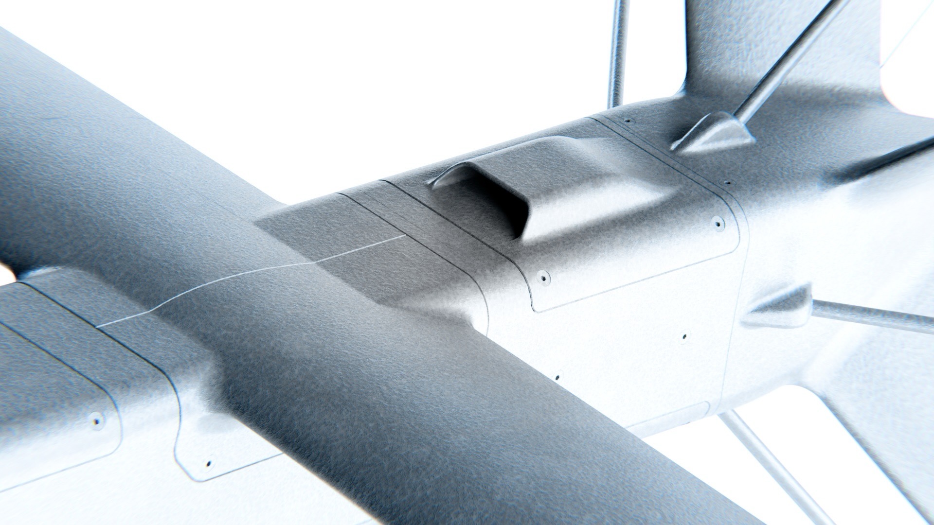 Close-up render of the Kōmori fuselage and wing surface
