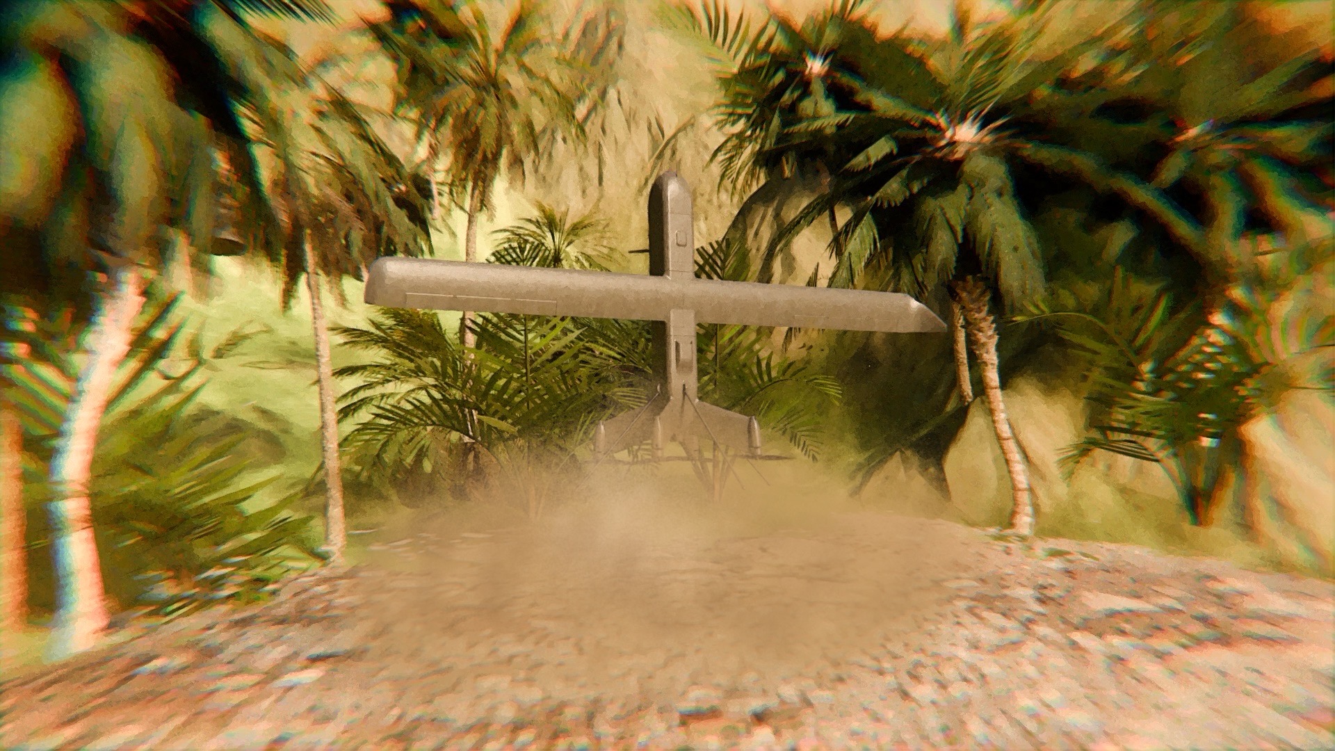 Kōmori vertical takeoff render in a tropical environment